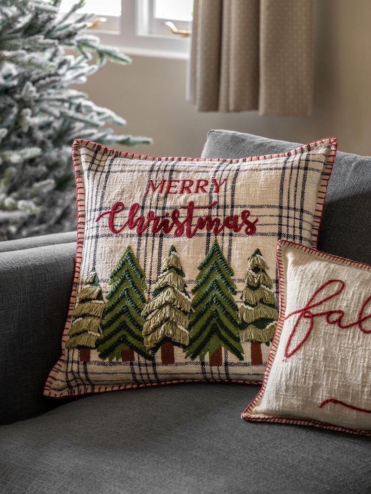 Gallery Home Multi Heritage Embroidered Trees Merry Christmas Cushion - Image 1 of 5 Gallery Home Multi Heritage Embroidered Trees Merry Christmas Cushion - Image 1 of 5