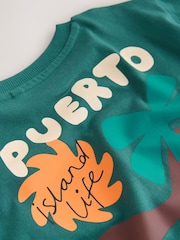 Teal Blue Puerto Rico Short Sleeve Back Print T-Shirt (3mths-7yrs) - Image 10 of 11