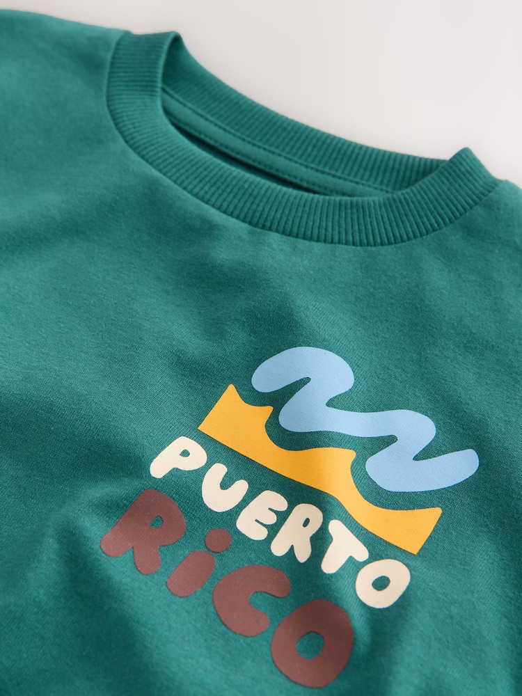 Teal Blue Puerto Rico Short Sleeve Back Print T-Shirt (3mths-7yrs) - Image 11 of 11