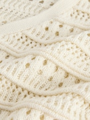 Ecru - V-Neck Crochet Cardigan (3mths-7yrs) - Imaginea 4 din 8