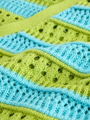 Verde/Albastru - V-Neck Crochet Cardigan (3mths-7yrs) - Imaginea 4 din 8