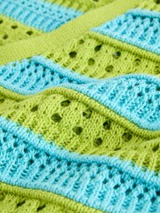 Verde/Albastru - V-Neck Crochet Cardigan (3mths-7yrs) - Imaginea 8 din 8