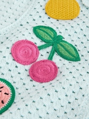 Blue Crochet Embroidered Knitted Shorts Set (3mths-7yrs) - Image 8 of 9