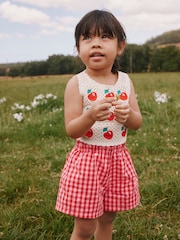 Roșu - Crochet Cherry Top With Gingham Shorts (12mths-7yrs) - Imaginea 1 din 8