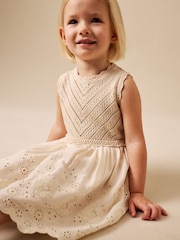 Ecru Embroidered pointelle Dress (3mths-7yrs) - Image 3 of 8