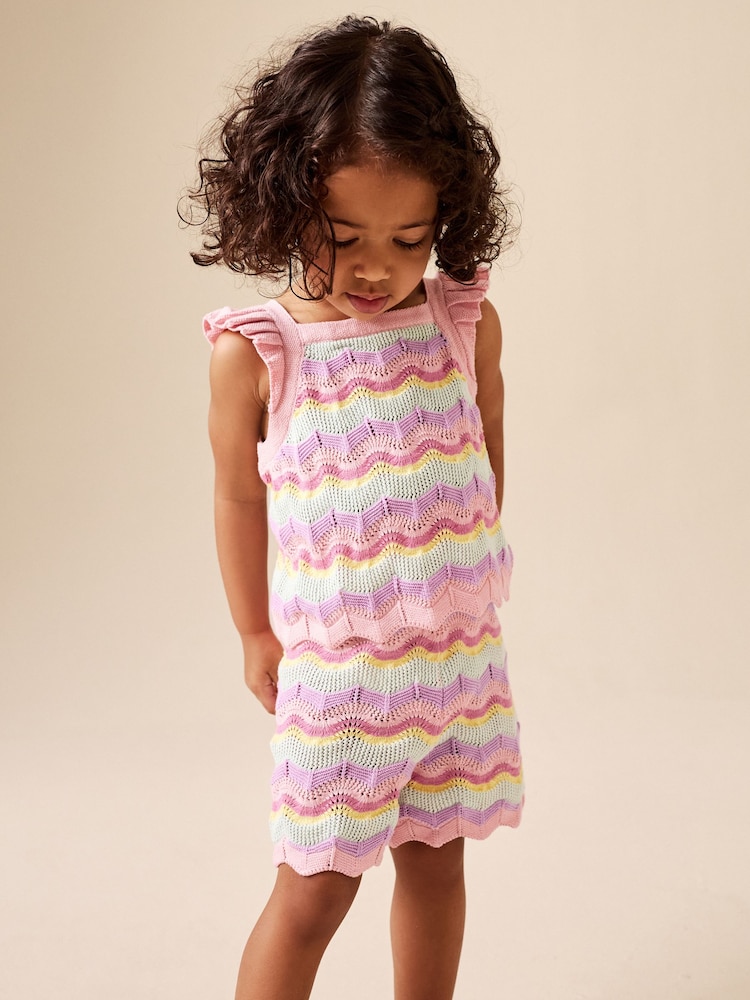 Dungi roz - Knitted Top And Shorts Set (3mths-7yrs) - Imaginea 1 din 8