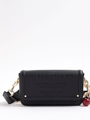 River Island Black Embossed Flap Cross-Body Bag - Image 1 of 6