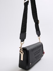 River Island Black Embossed Flap Cross-Body Bag - Image 4 of 6