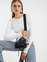River Island Black Embossed Flap Cross-Body Bag - Image 6 of 6