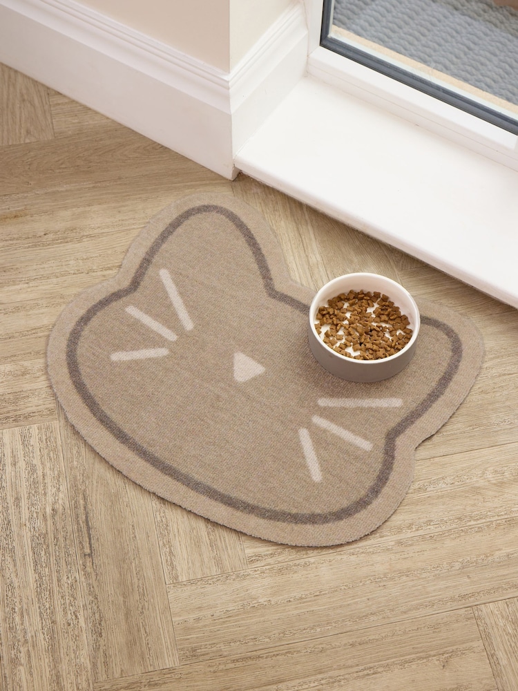 Howler & Scratch Beige Cat Face Food Mat - Image 1 of 2