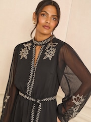 Love & Roses Black Embroidered High Neck Mini Dress - Image 4 of 4