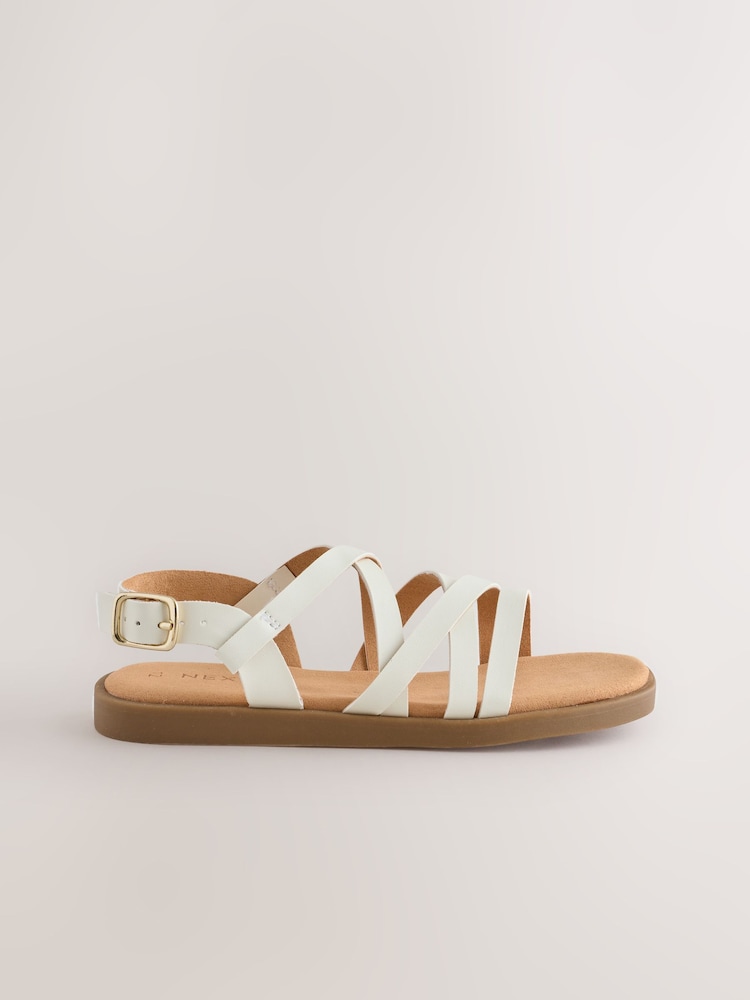 White Standard Fit (F) Strappy Sandals - Image 2 of 6