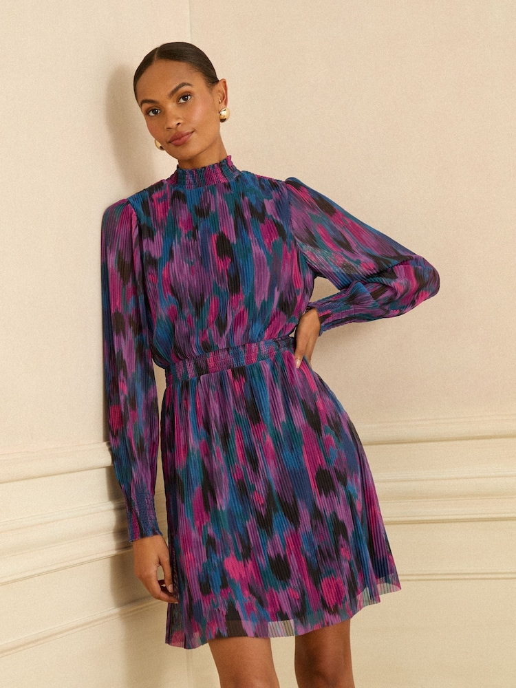 Love & Roses Multi Abstract Print High Neck Mini Dress - Image 2 of 4 Love & Roses Multi Abstract Print High Neck Mini Dress - Image 2 of 4