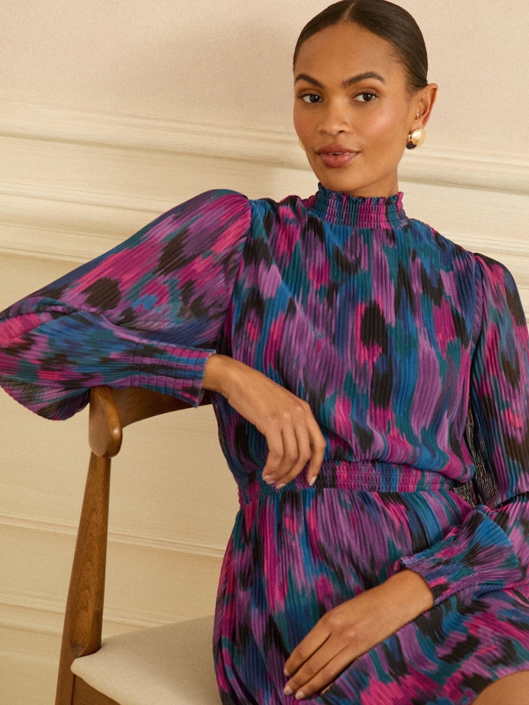 Love & Roses Multi Abstract Print High Neck Mini Dress - Image 4 of 4 Love & Roses Multi Abstract Print High Neck Mini Dress - Image 4 of 4