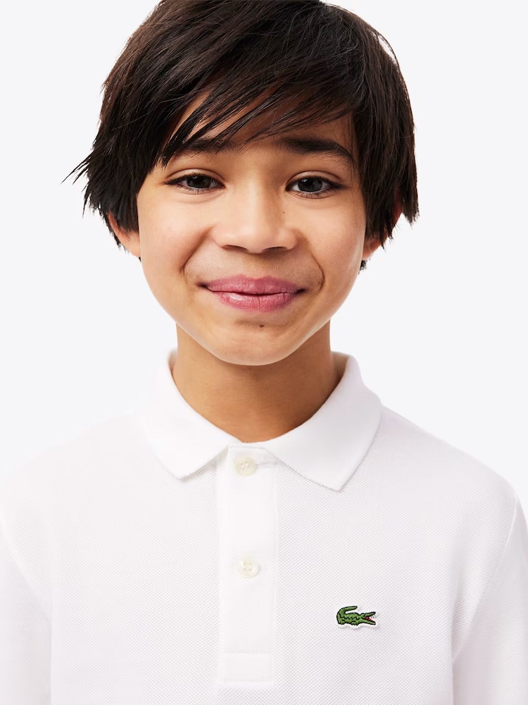 Lacoste White Long Sleeve Piqué Logo Polo Shirt - Image 3 of 3