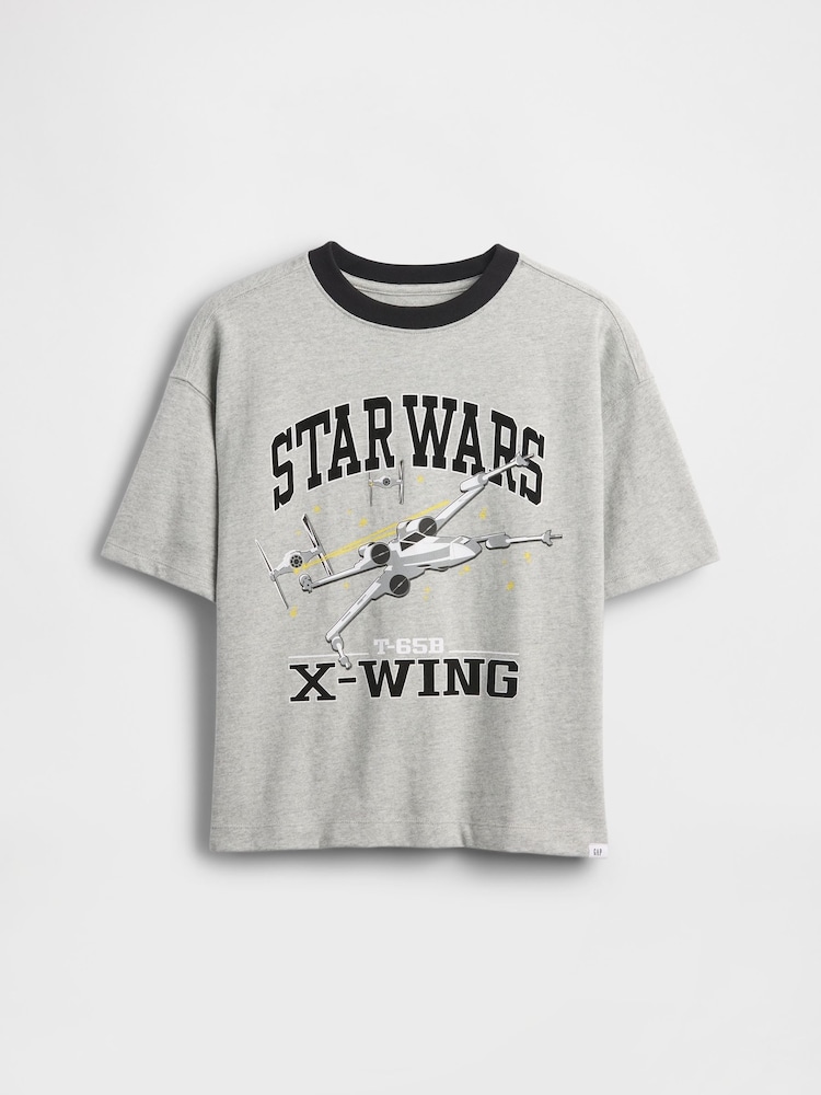 siva - Gap Star Wars Graphic Crew Neck Short Sleeve T-Shirt (4-13yrs) (4-13yrs) - Slika 1 iz 3