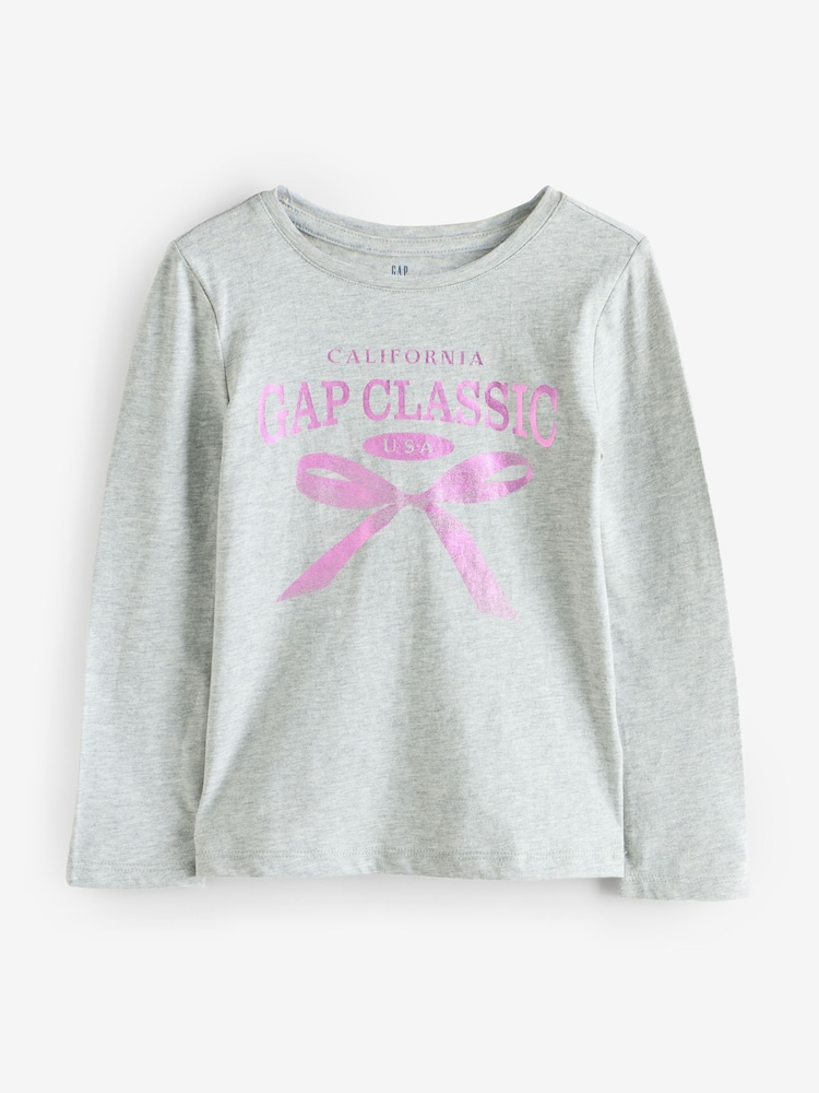 Gap Grey Long Sleeve Graphic T-Shirt (4-13yrs) - Image 1 of 4