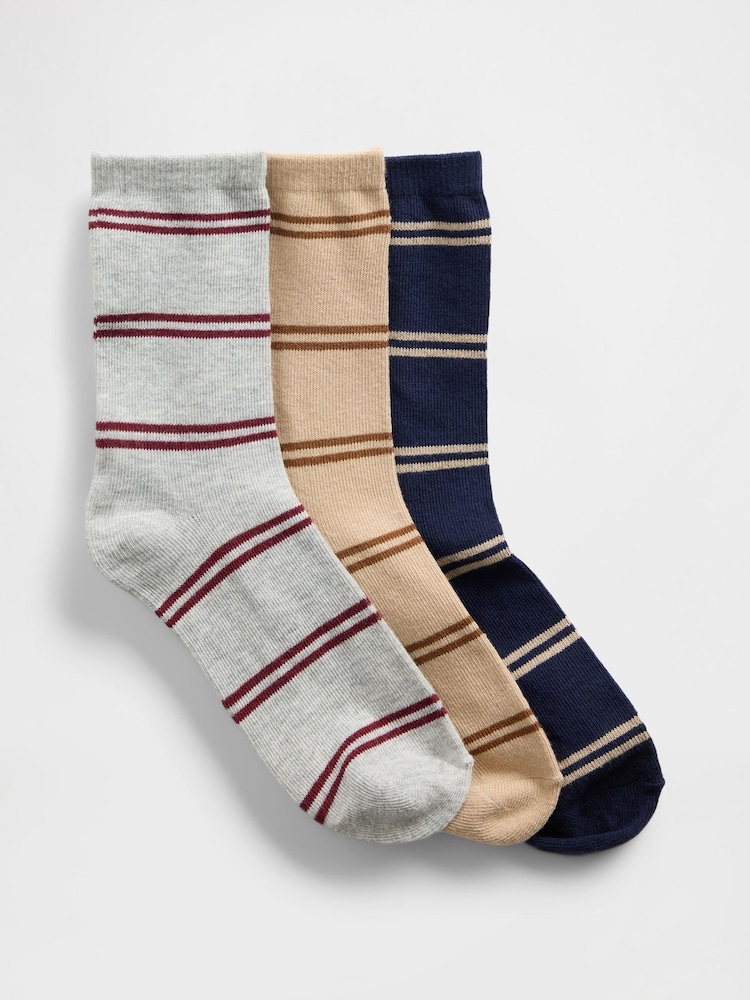 Gap Grey/Navy Crew Socks 3 Pack - Image 1 of 1 Gap Grey/Navy Crew Socks 3 Pack - Image 1 of 1