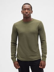 Gap Green Waffle Knit Crew Neck T-Shirt - Image 1 of 4