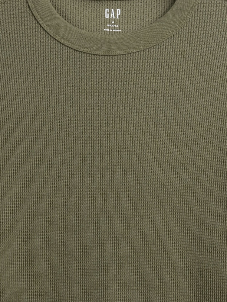 Gap Green Waffle Knit Crew Neck T-Shirt - Image 4 of 4