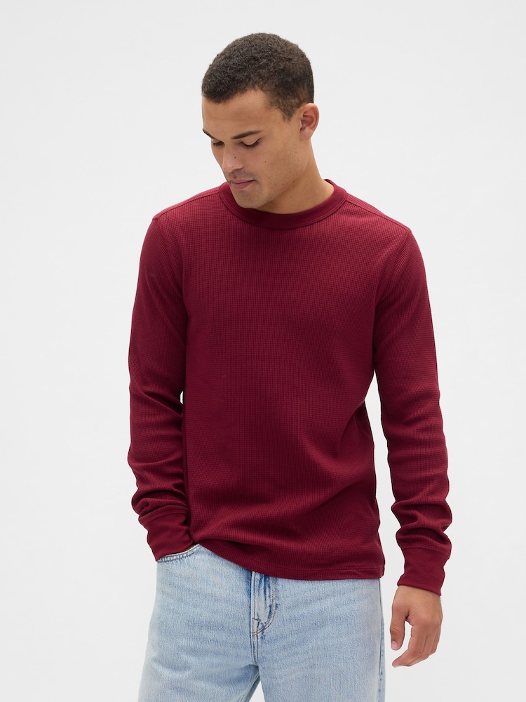 Gap Red Waffle Knit Crew Neck T-Shirt - Image 1 of 4