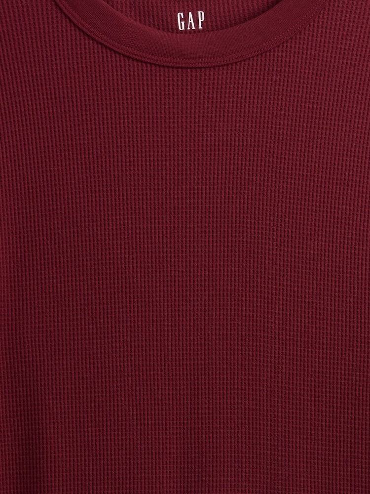 Gap Red Waffle Knit Crew Neck T-Shirt - Image 4 of 4