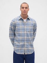 Gap Light Blue Cotton Relaxed Flannel Shirt - Image 1 of 4