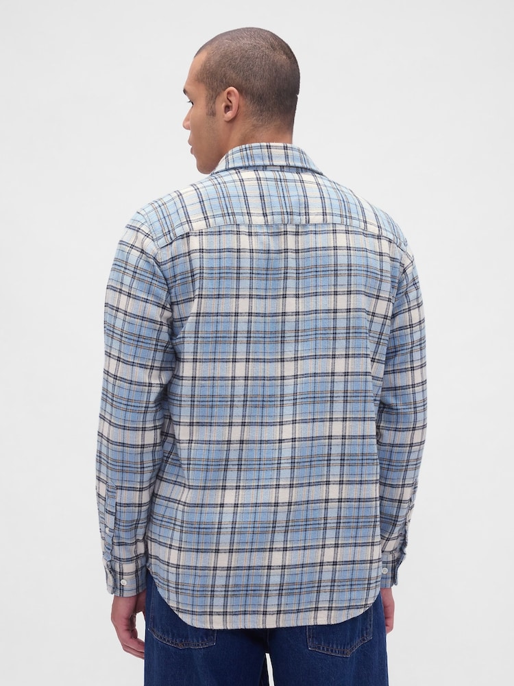 Gap Light Blue Cotton Relaxed Flannel Shirt - Image 2 of 4