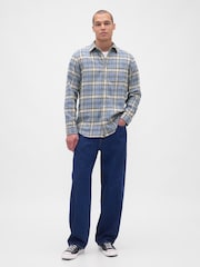 Gap Light Blue Cotton Relaxed Flannel Shirt - Image 3 of 4