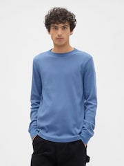 Gap Blue Waffle Knit Crew Neck T-Shirt - Image 1 of 5