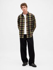 Gap Black Cotton Relaxed Flannel Shirt - Image 1 of 3