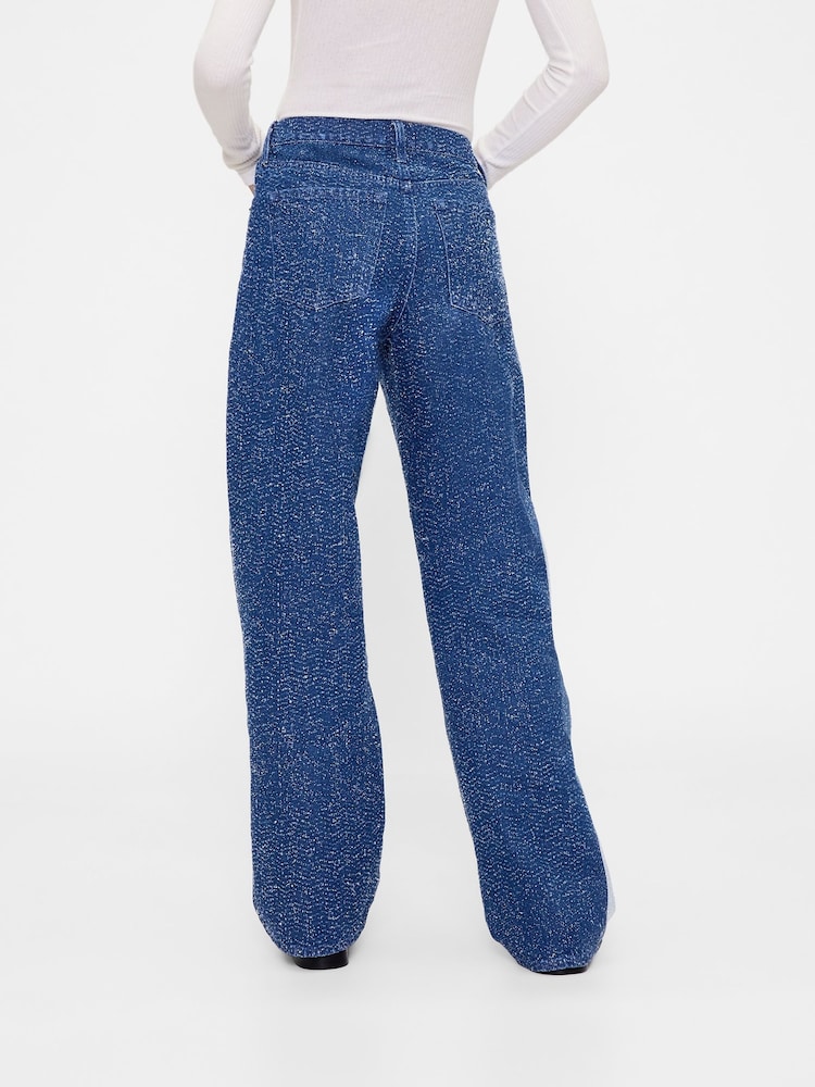 Gap GapStudio Mid Wash Blue Low Rise Denim Tweed Loose Jeans - Image 2 of 6 Gap GapStudio Mid Wash Blue Low Rise Denim Tweed Loose Jeans - Image 2 of 6