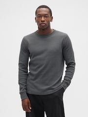 Gap Grey Waffle Knit Crew Neck T-Shirt - Image 1 of 4