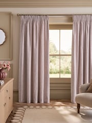 Gevoerd gordijn van chenille met Bloemen en Plooiband. - Afbeelding 1 van 5