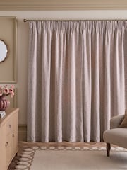 Gevoerd gordijn van chenille met Bloemen en Plooiband. - Afbeelding 2 van 5