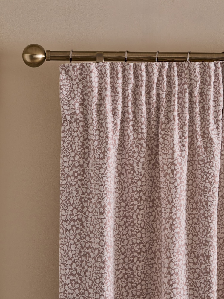 Gevoerd gordijn van chenille met Bloemen en Plooiband. - Afbeelding 5 van 5