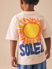 Ecru Soleil Sun Short Sleeve Back Print T-Shirt and Shorts Set (3mths-7yrs) - Image 3 of 3
