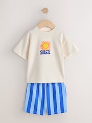 Ecru Soleil Sun Short Sleeve Back Print T-Shirt and Shorts Set (3mths-7yrs) - Image 4 of 8