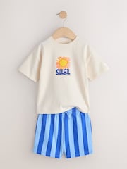 Ecru Soleil Sun Short Sleeve Back Print T-Shirt and Shorts Set (3mths-7yrs) - Image 5 of 8