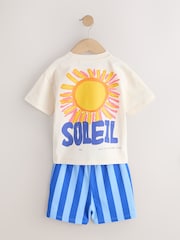 Ecru Soleil Sun Short Sleeve Back Print T-Shirt and Shorts Set (3mths-7yrs) - Image 6 of 8