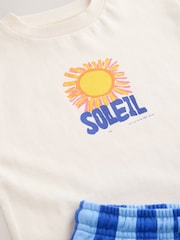 Ecru Soleil Sun Short Sleeve Back Print T-Shirt and Shorts Set (3mths-7yrs) - Image 7 of 8