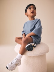 Light Blue Textured Short Sleeve T-Shirt and Shorts Set (3mths-7yrs) - Image 3 of 3