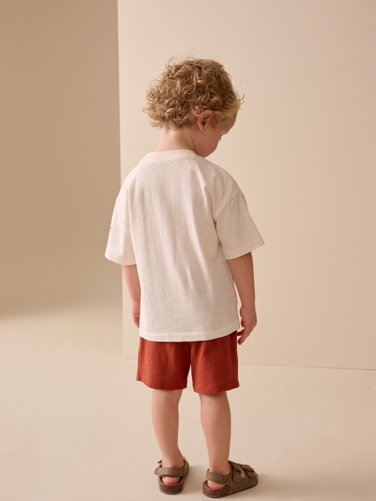Ecru Palms Embroidery Short Sleeve T-Shirt and Shorts Set (3mths-7yrs) - Image 2 of 5