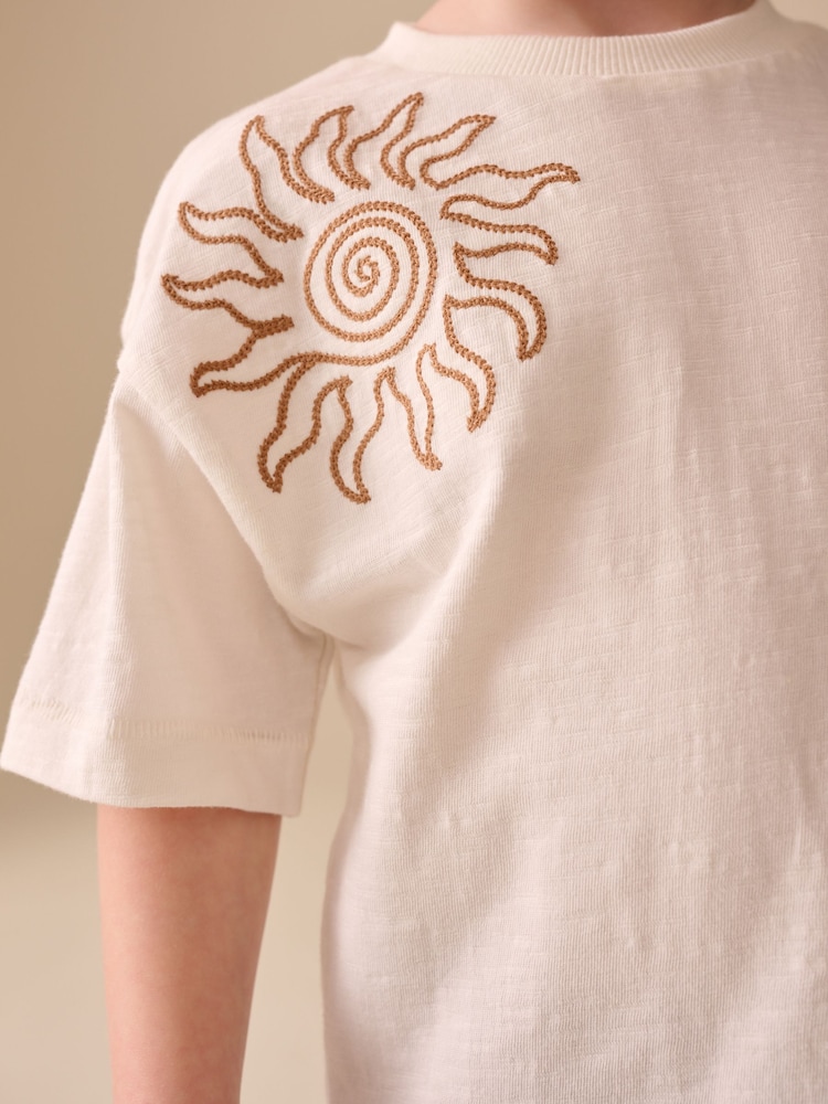 Ecru Palms Embroidery Short Sleeve T-Shirt and Shorts Set (3mths-7yrs) - Image 5 of 5