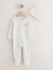Cream Baby Sleepsuit and Hat Set (0-9mths) - Image 1 of 7