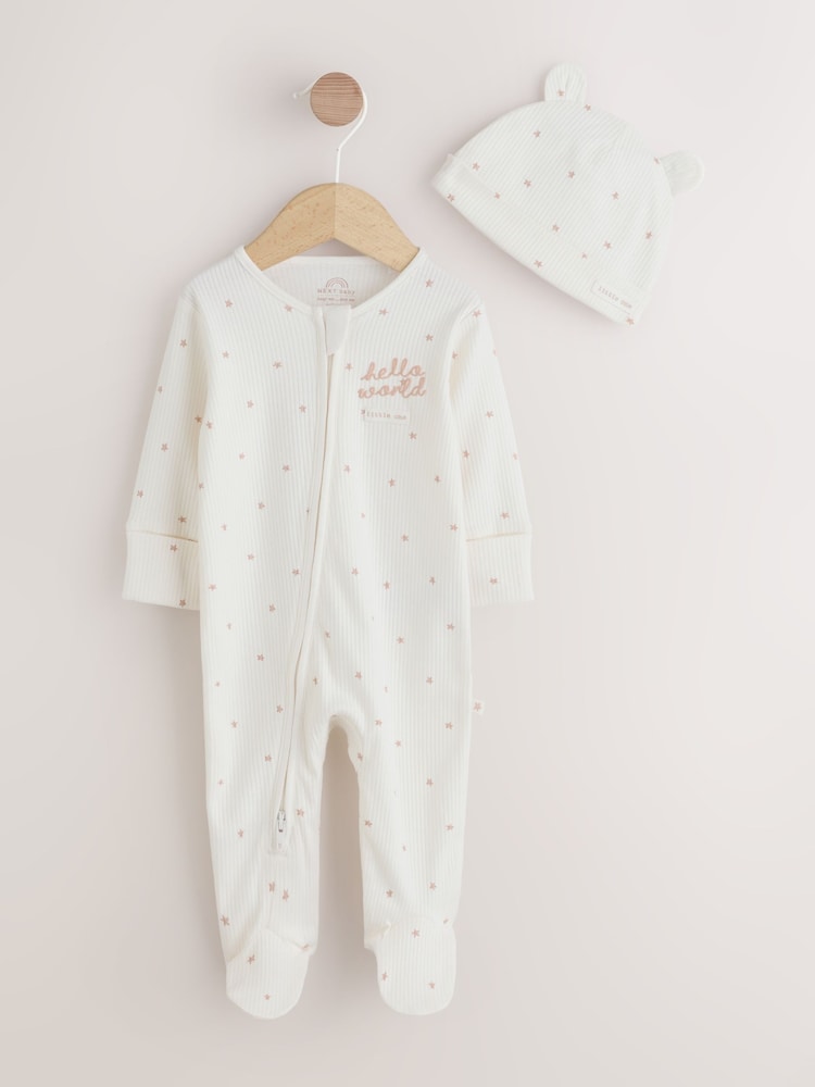Cream Baby Sleepsuit and Hat Set (0-9mths) - Image 1 of 7