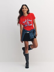 Red/Blue 'Feel Good' Graphic Essential Pure Cotton Short Sleeve Crew Neck T-Shirt - Image 2 of 7