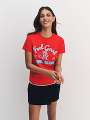 Red/Blue 'Feel Good' Graphic Essential Pure Cotton Short Sleeve Crew Neck T-Shirt - Image 3 of 7