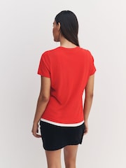 Red/Blue 'Feel Good' Graphic Essential Pure Cotton Short Sleeve Crew Neck T-Shirt - Image 4 of 7
