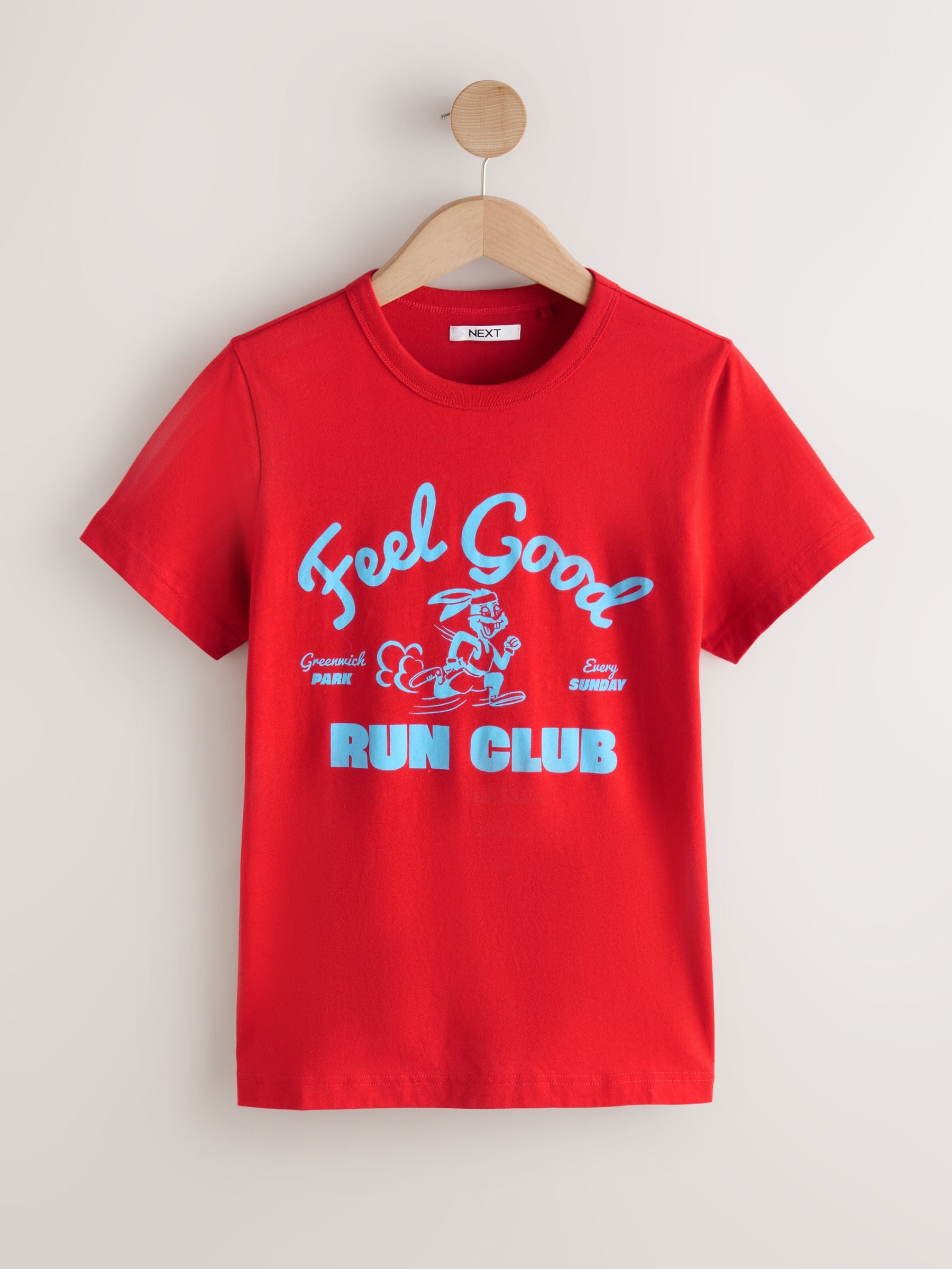 Buy Red/Blue Graphic Essential Pure Cotton Short Sleeve Crew Neck